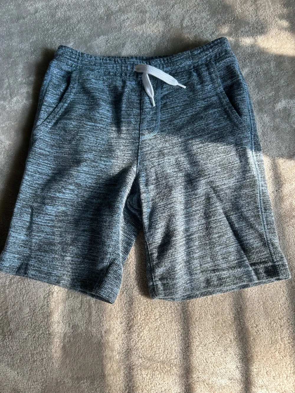 Old Navy Blue Heathered Knit Shorts with White Drawstring